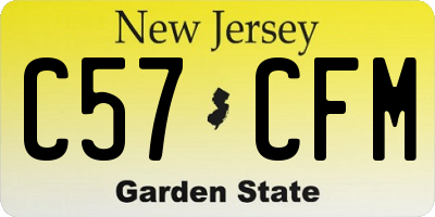 NJ license plate C57CFM