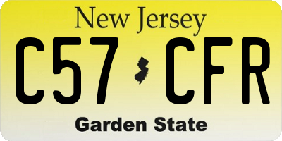 NJ license plate C57CFR