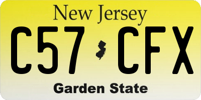 NJ license plate C57CFX