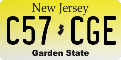 NJ license plate C57CGE