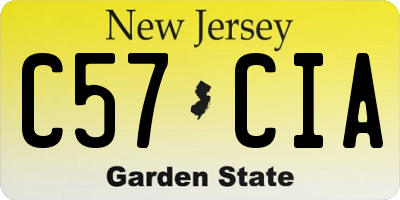 NJ license plate C57CIA