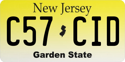 NJ license plate C57CID