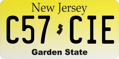 NJ license plate C57CIE