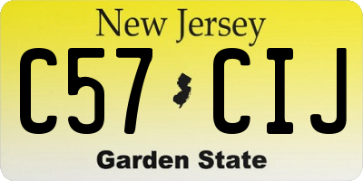 NJ license plate C57CIJ
