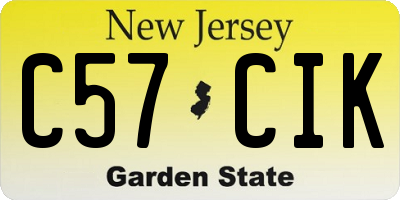 NJ license plate C57CIK