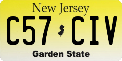 NJ license plate C57CIV