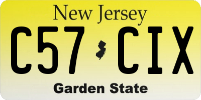 NJ license plate C57CIX