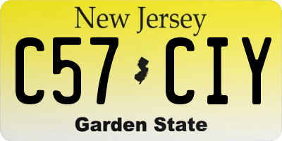 NJ license plate C57CIY