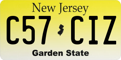 NJ license plate C57CIZ