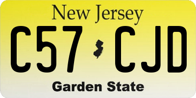 NJ license plate C57CJD