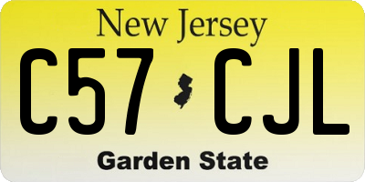 NJ license plate C57CJL