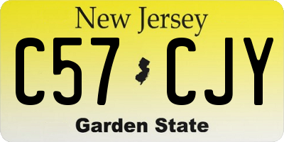NJ license plate C57CJY