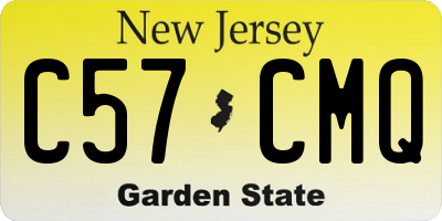 NJ license plate C57CMQ