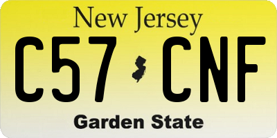 NJ license plate C57CNF