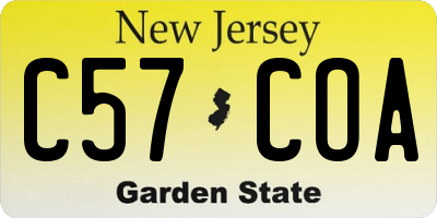 NJ license plate C57COA