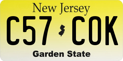 NJ license plate C57COK
