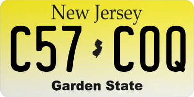 NJ license plate C57COQ
