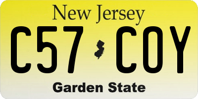 NJ license plate C57COY