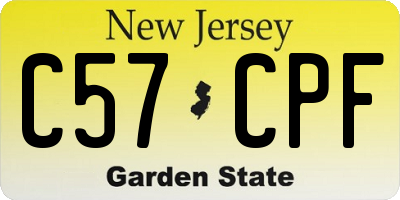 NJ license plate C57CPF