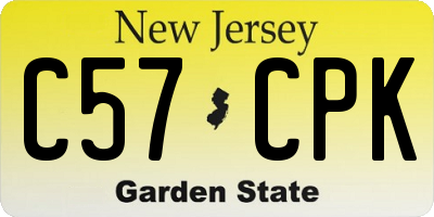 NJ license plate C57CPK