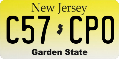 NJ license plate C57CPO