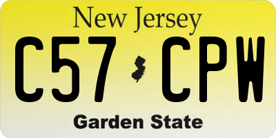 NJ license plate C57CPW