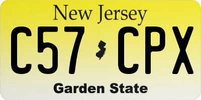 NJ license plate C57CPX