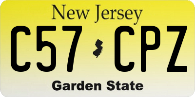 NJ license plate C57CPZ