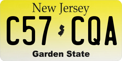NJ license plate C57CQA