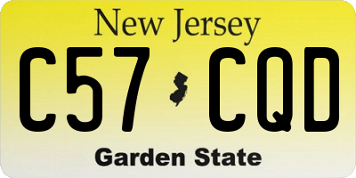 NJ license plate C57CQD