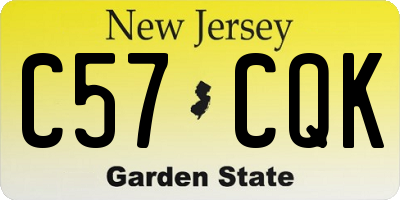 NJ license plate C57CQK