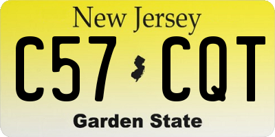 NJ license plate C57CQT