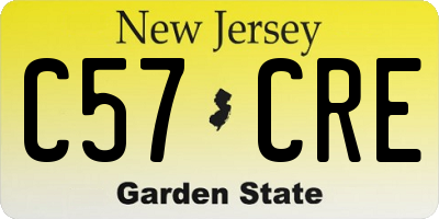 NJ license plate C57CRE