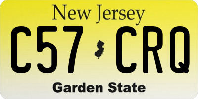 NJ license plate C57CRQ