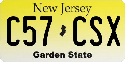 NJ license plate C57CSX