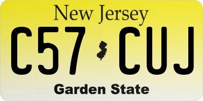 NJ license plate C57CUJ