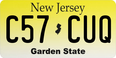NJ license plate C57CUQ