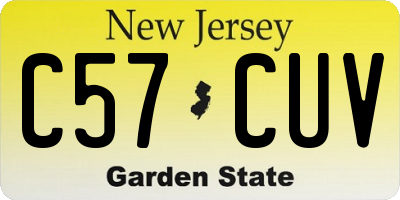 NJ license plate C57CUV