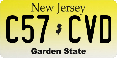 NJ license plate C57CVD