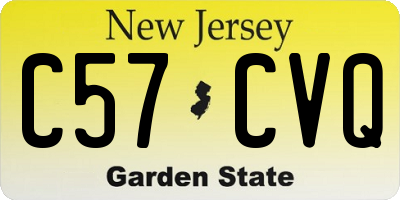 NJ license plate C57CVQ