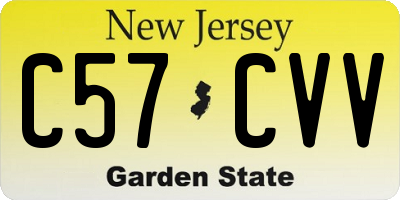 NJ license plate C57CVV