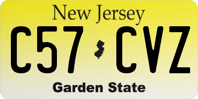 NJ license plate C57CVZ