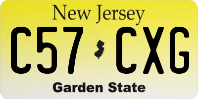 NJ license plate C57CXG