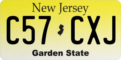 NJ license plate C57CXJ
