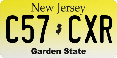 NJ license plate C57CXR