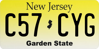 NJ license plate C57CYG