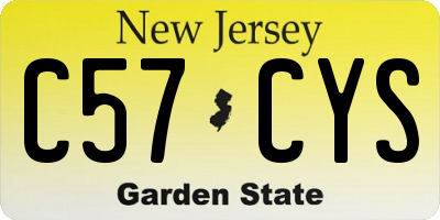 NJ license plate C57CYS