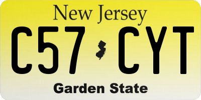 NJ license plate C57CYT