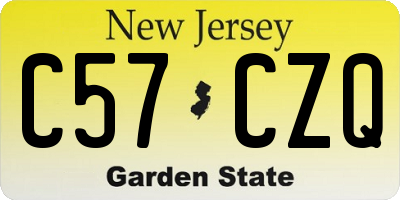 NJ license plate C57CZQ