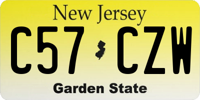 NJ license plate C57CZW